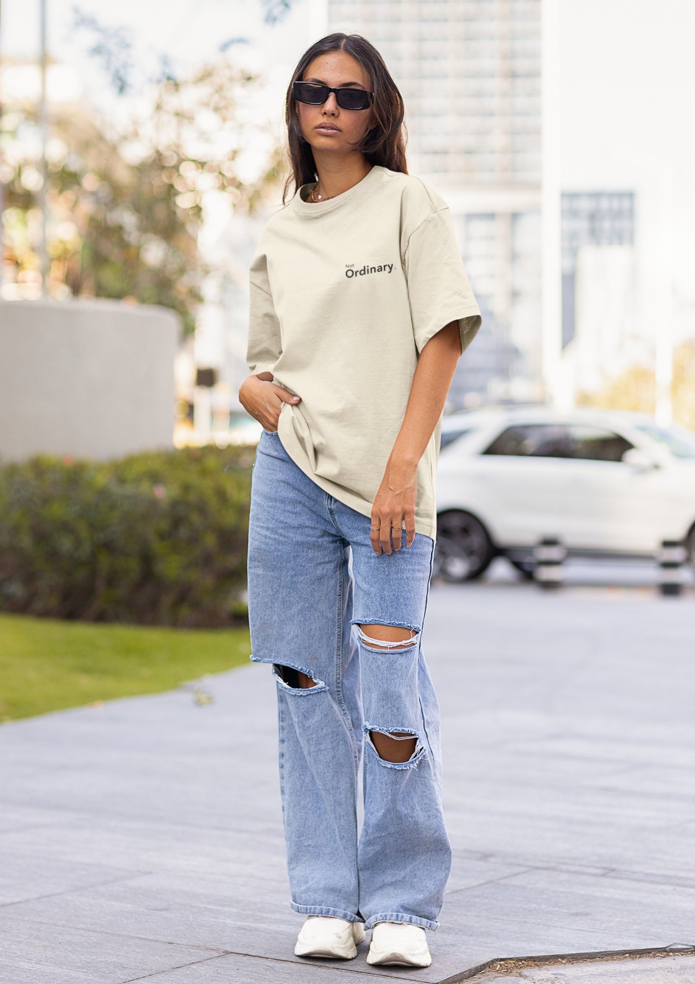 Not Ordinary. - Embroidered Oversized Tee