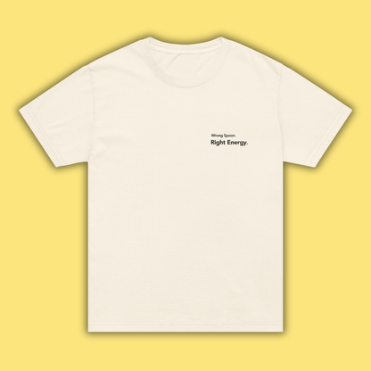 Wrong Spoon. Right Energy. - Embroidered Oversized Tee