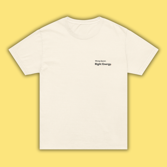 Wrong Spoon. Right Energy. - Embroidered Oversized Tee