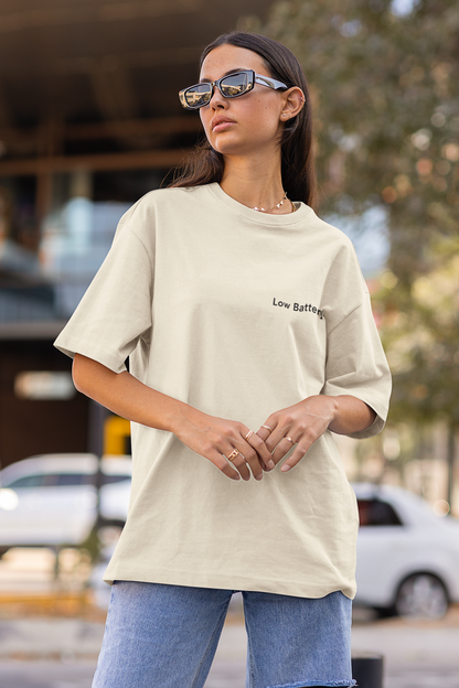 Low Battery. - Embroidered Oversized Tee